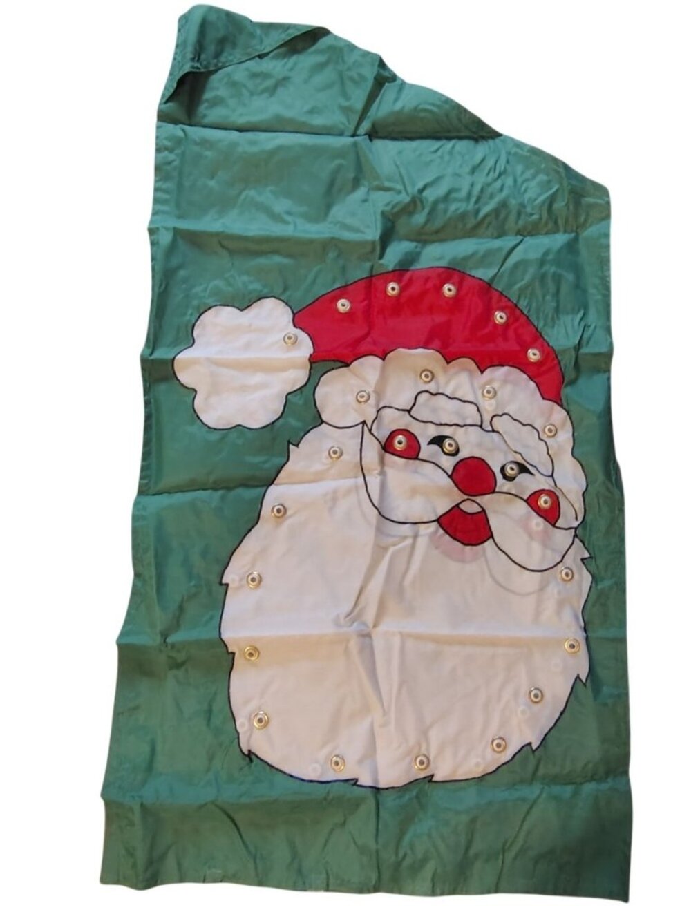 Vintage Les Fleurs Jumbo Christmas Electric Nylon Flag Santa Claus READ